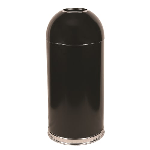 Witt Industries® 15 Gallon Dome Top Open Top Waste Receptacle with Galvanized Liner, Black